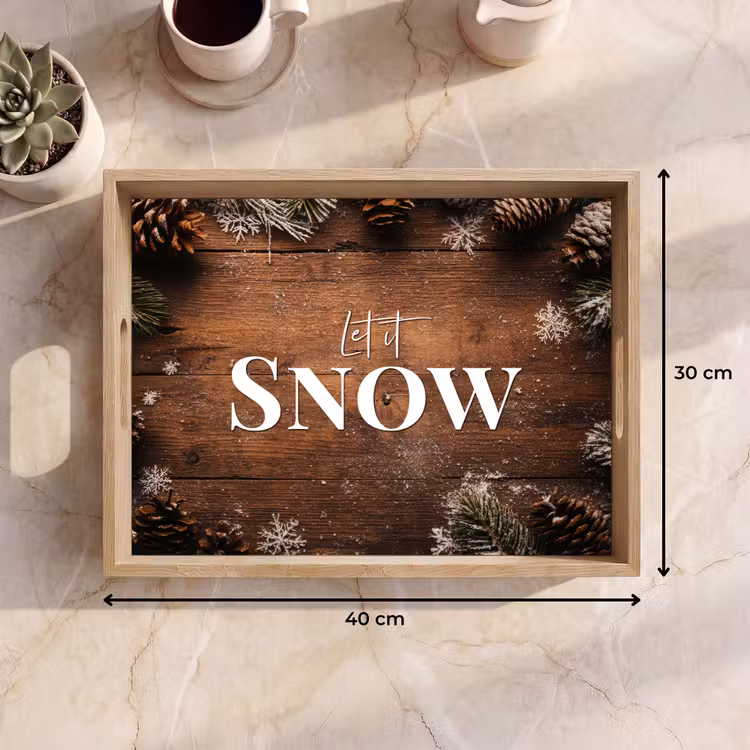 Dienblad - Sneeuw - Houtlook - Quote - Let it snow — 9
