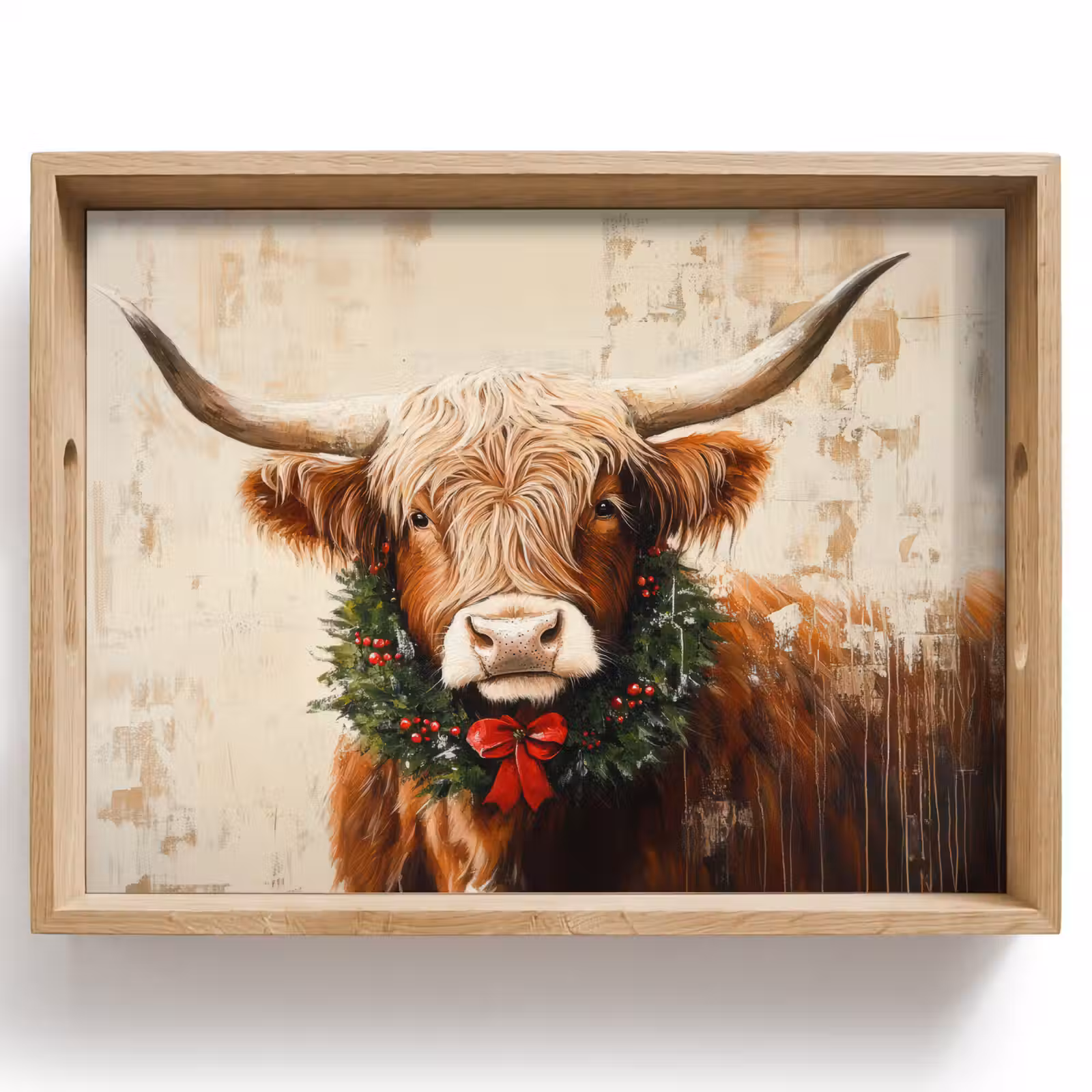 Dienblad - Kerst - Schotse Hooglander - Bruin - Krans — 1