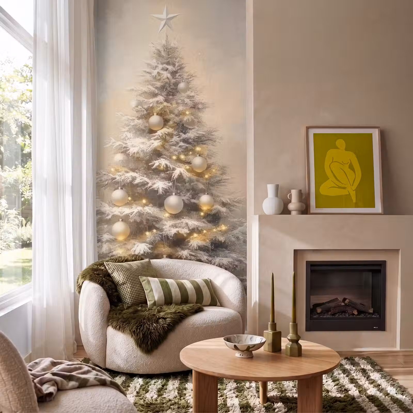 Behang - Kerst - kerstboom - Sneeuw - Art — 1