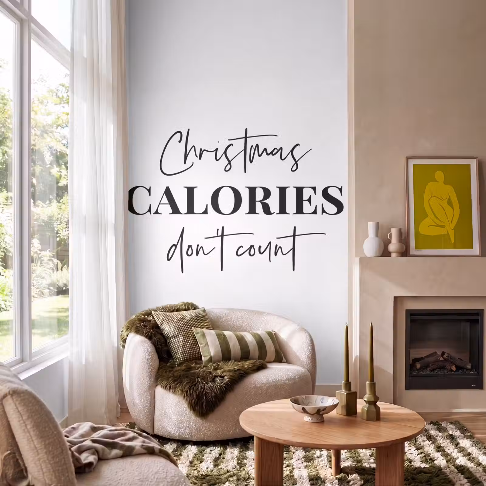 Behang - Kerst quote - Winter - Christmas calories - Wit — 1