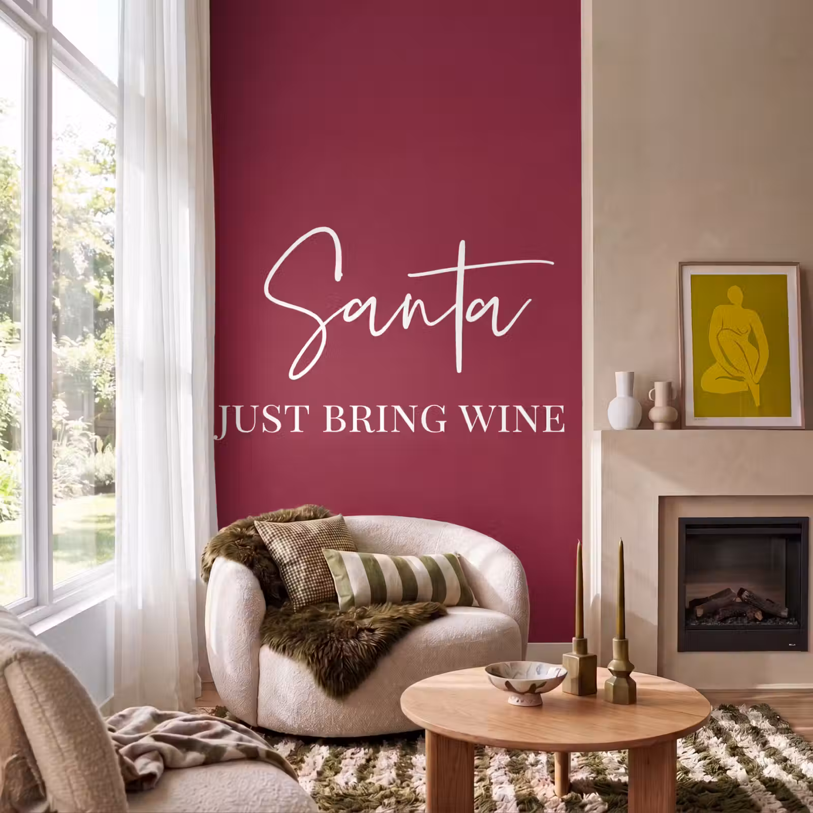 Behang - Santa - Wine - Rood - Kerst - Kerstman — 1