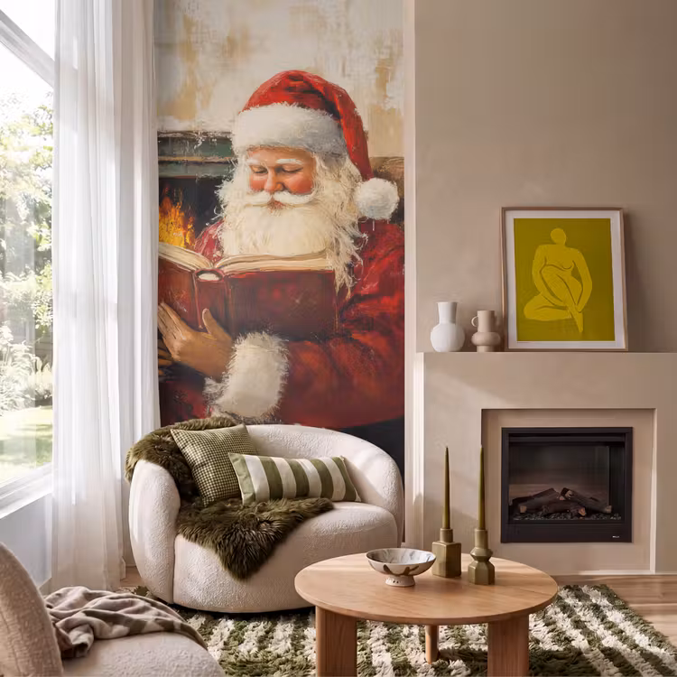 Behang - Kerst - Kerstman - Winter - Open Haard — 1