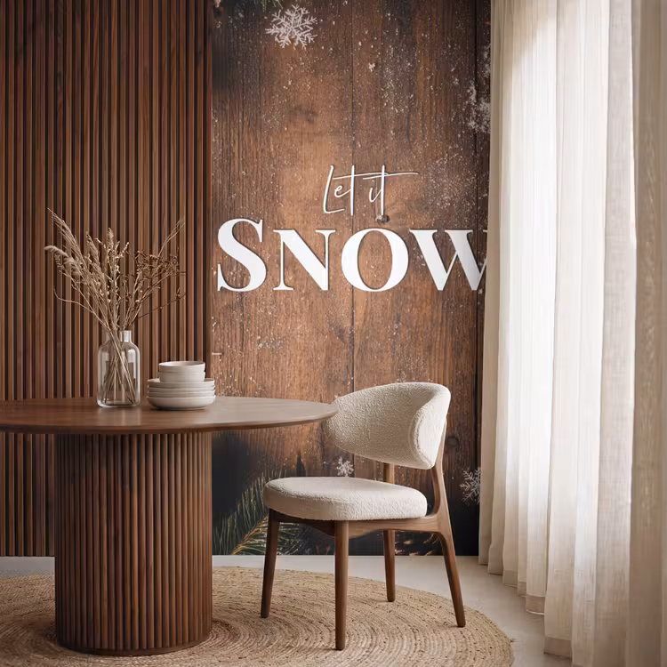 Behang - Sneeuw - Houtlook - Quote - Let it snow — 4