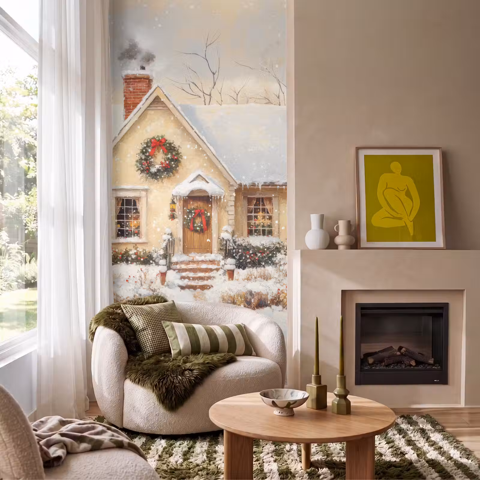 Behang - Kerst - Huis - Winter - Sneeuw — 1