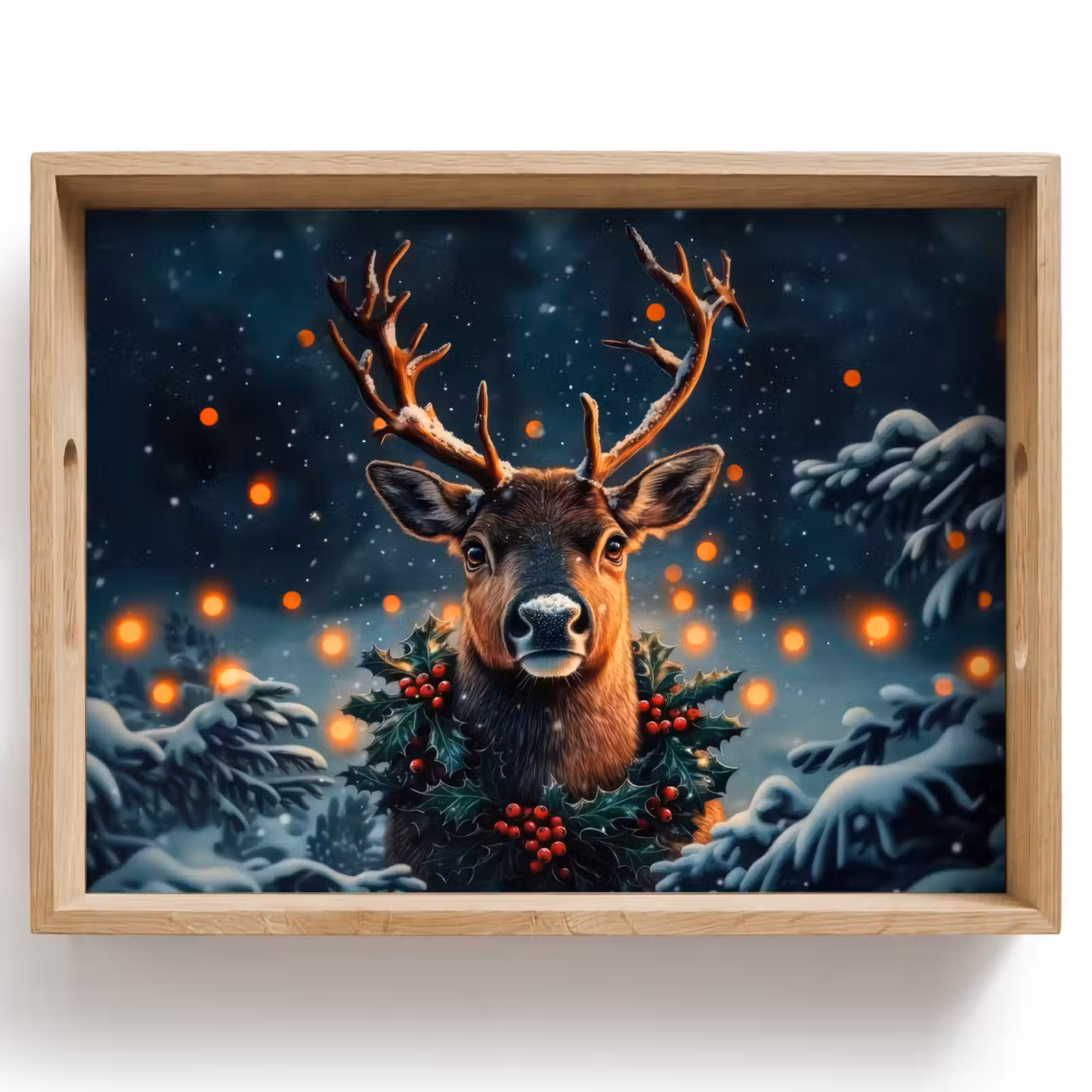 Dienblad - Hert - Kerst - Winter - Sneeuw - Kerstkrans — 1