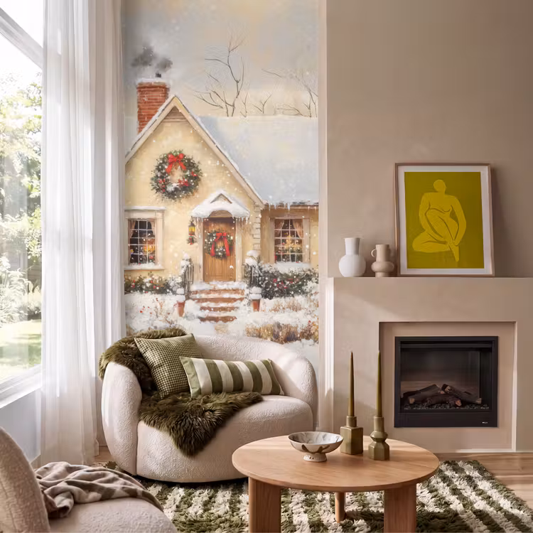 Behang - Kerst - Huis - Winter - Sneeuw — 1
