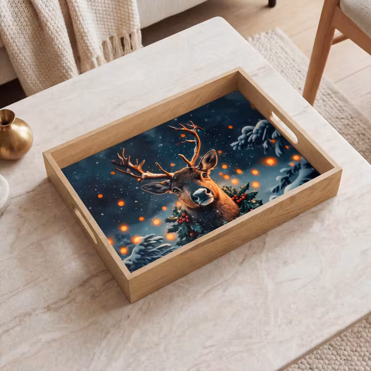Dienblad - Hert - Kerst - Winter - Sneeuw - Kerstkrans — 2