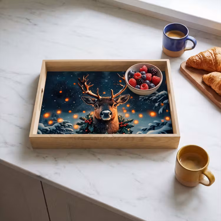 Dienblad - Hert - Kerst - Winter - Sneeuw - Kerstkrans — 4