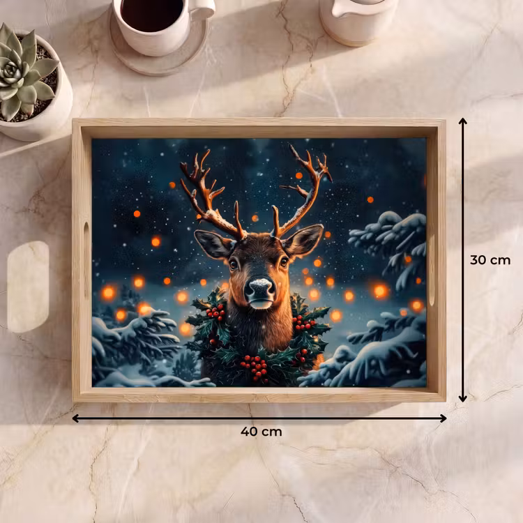 Dienblad - Hert - Kerst - Winter - Sneeuw - Kerstkrans — 9