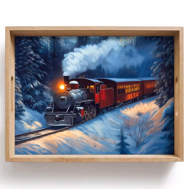 Dienblad - Trein - Kerst - Sneeuw - Kersttrein — 1
