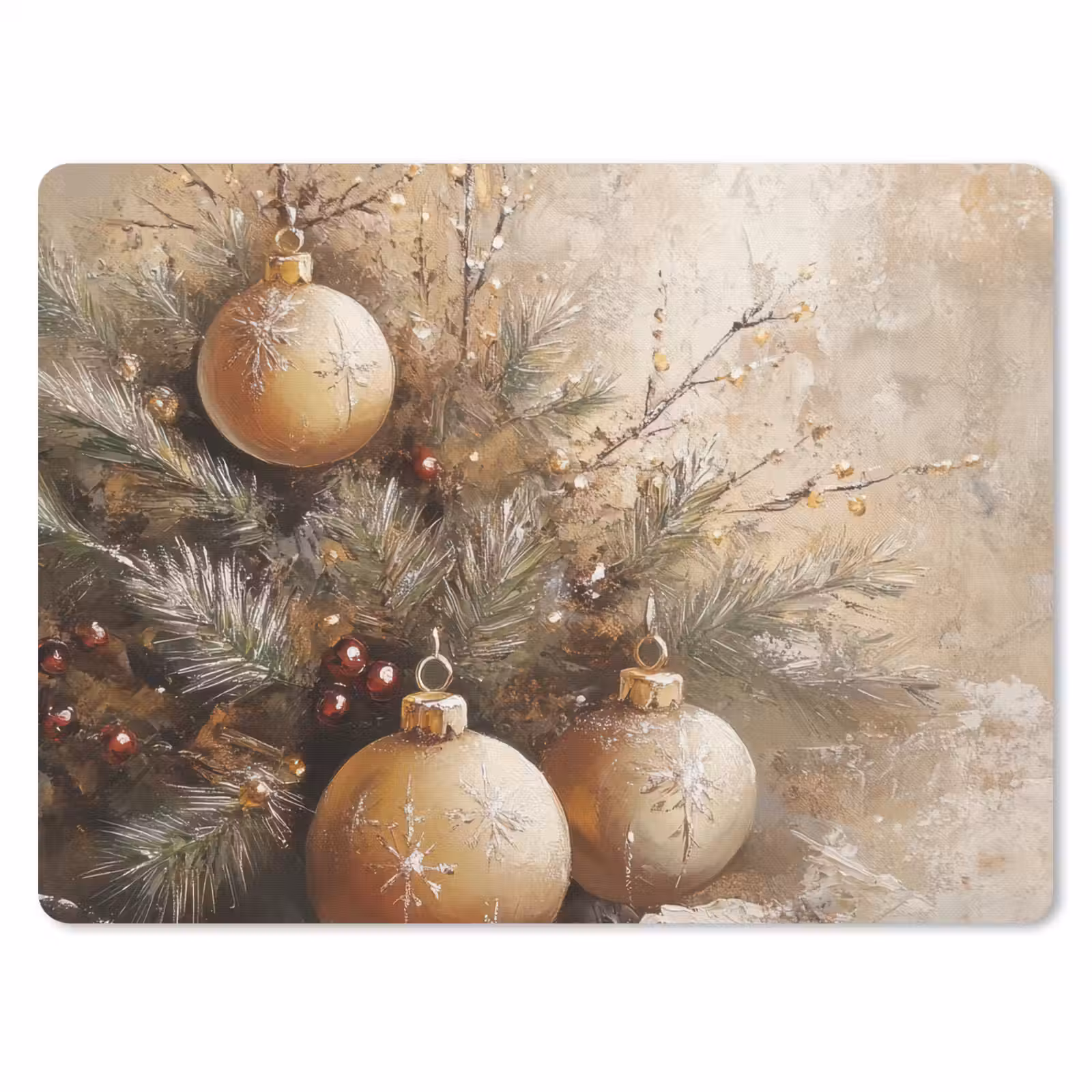 Muismat - Kerst - Kerstballen - Beige - Goud — 1