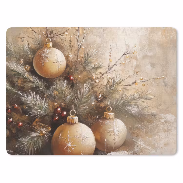 Muismat - Kerst - Kerstballen - Beige - Goud — 1