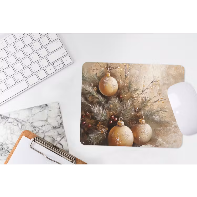 Muismat - Kerst - Kerstballen - Beige - Goud — 2