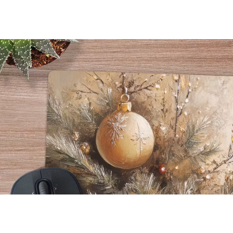Muismat - Kerst - Kerstballen - Beige - Goud — 4