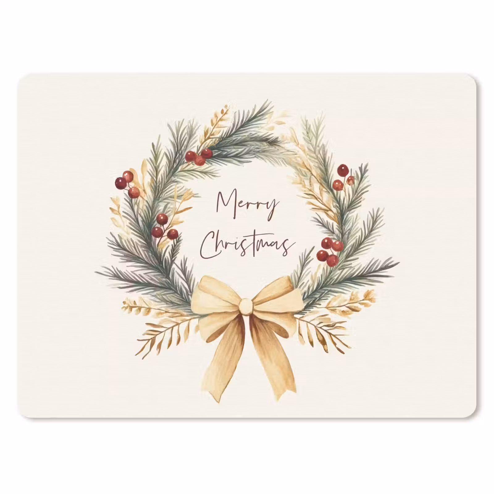 Muismat - Kerstkrans - Kerst - Goud - Beige — 1