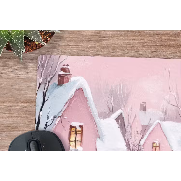 Muismat - Kerstdorp - Roze - Winter - Sneeuw - Huizen — 4