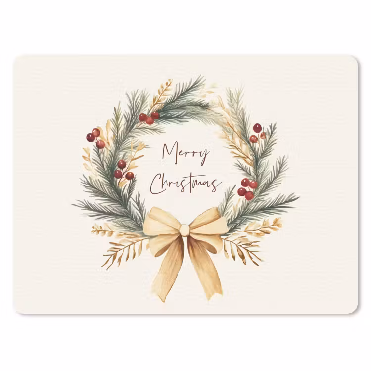 Muismat - Kerstkrans - Kerst - Goud - Beige — 1