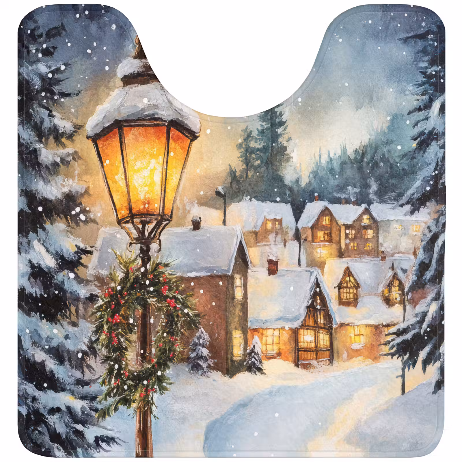 WC Mat - Kerstdorp - Huizen - Sneeuw - Kerst — 1
