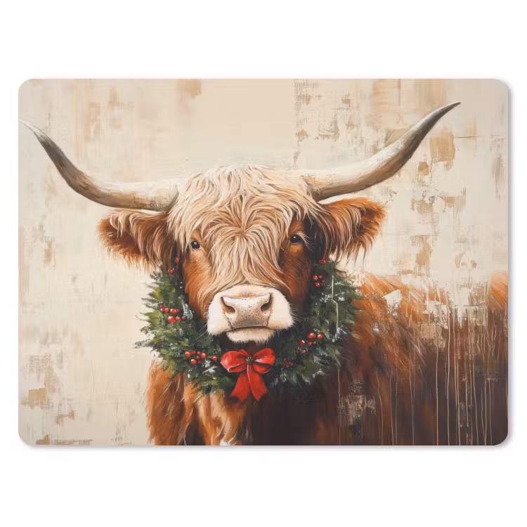 Muismat - Kerst - Schotse Hooglander - Bruin - Krans — 1