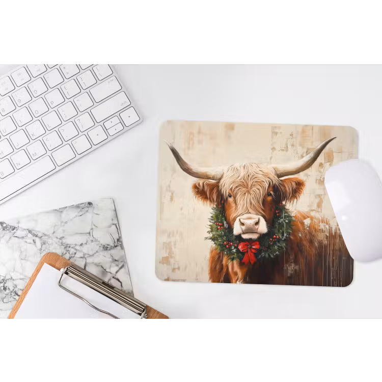 Muismat - Kerst - Schotse Hooglander - Bruin - Krans — 2