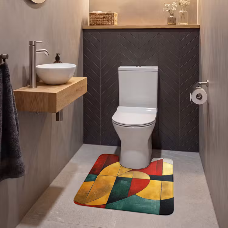 WC Mat - Abstract - Kerst - Goud - Rood - Groen — 2