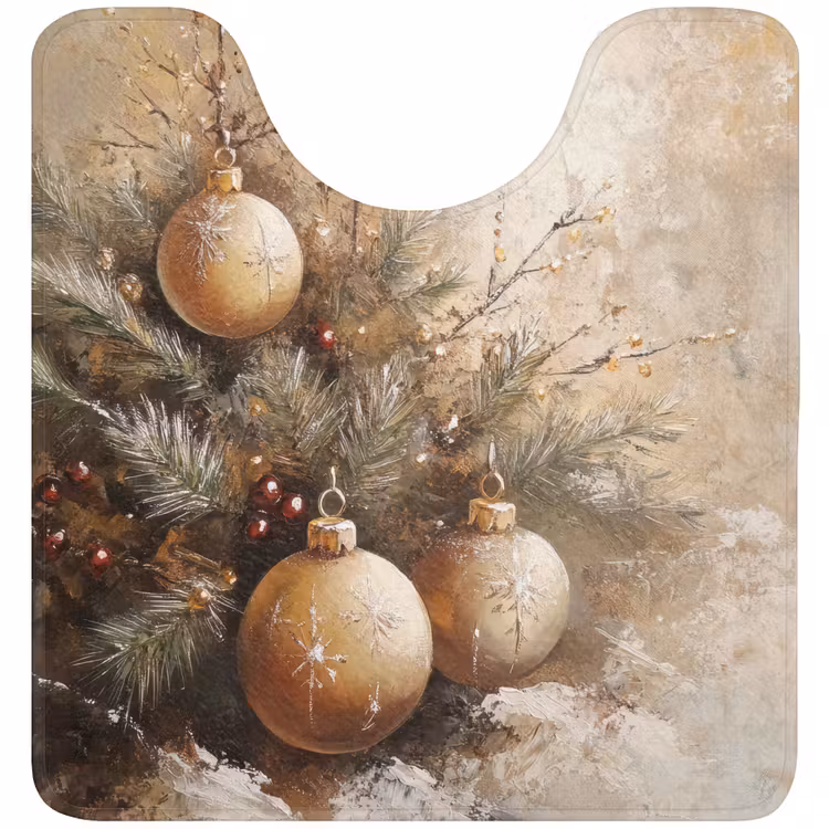 WC Mat - Kerst - Kerstballen - Beige - Goud — 1