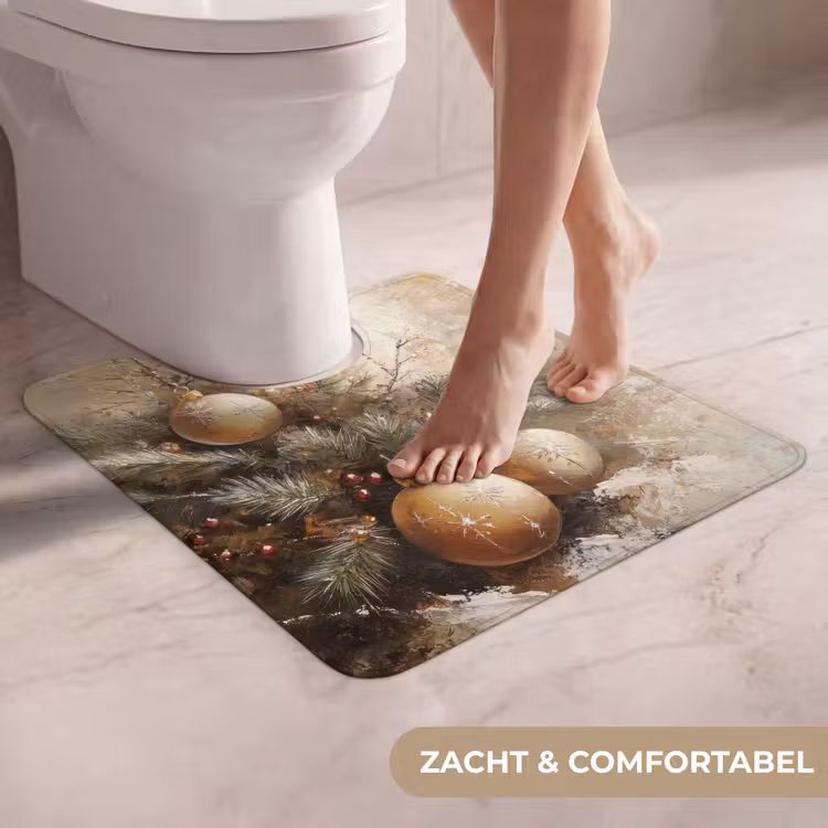 WC Mat - Kerst - Kerstballen - Beige - Goud — 5