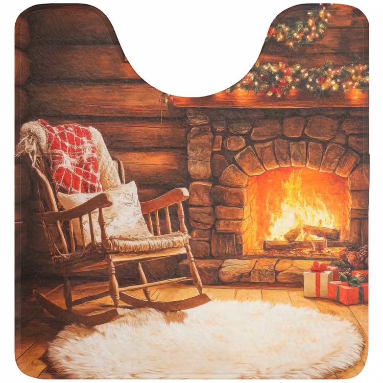 WC Mat - Winter - Kerst - Huis - Openhaard — 1