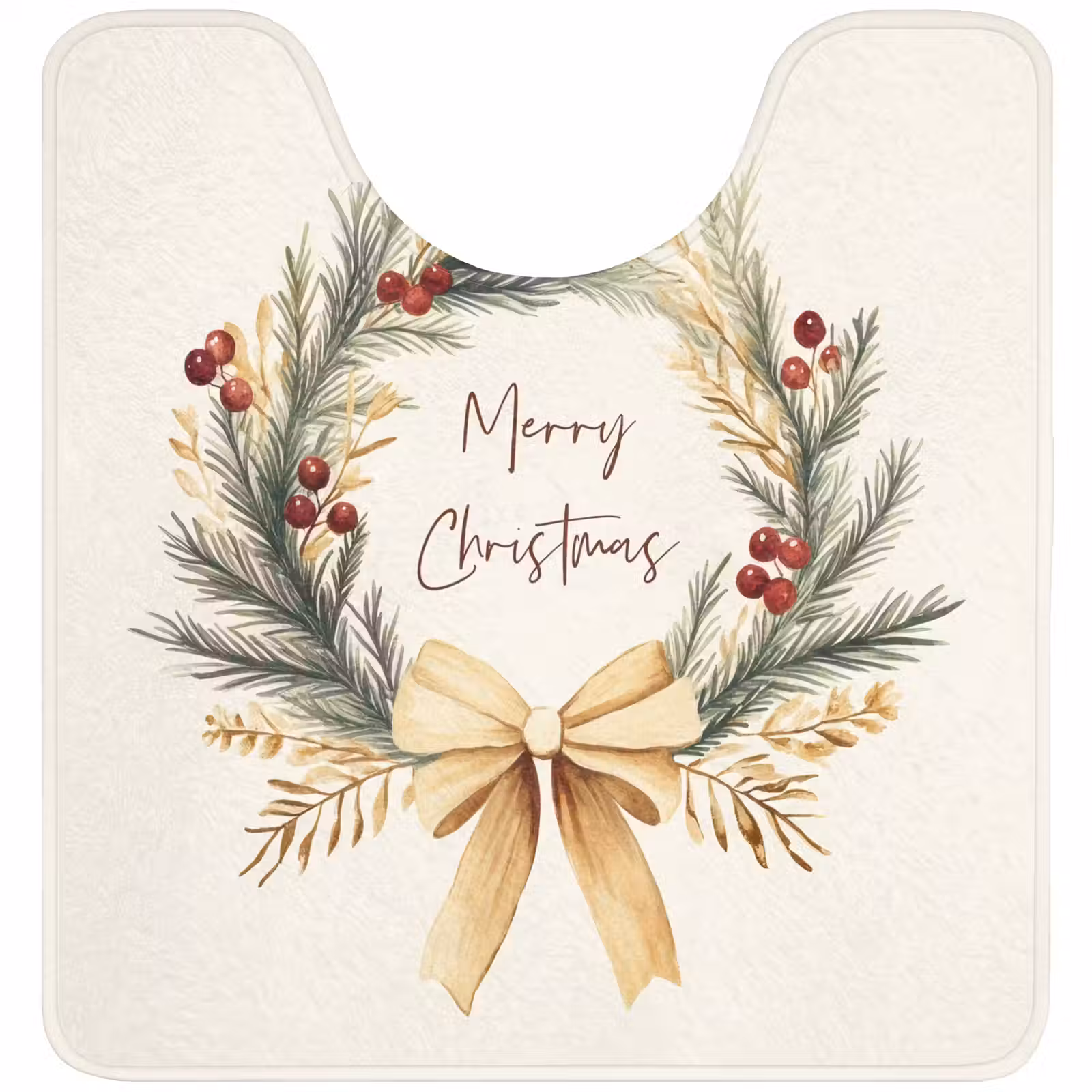 WC Mat - Kerstkrans - Kerst - Goud - Beige — 1