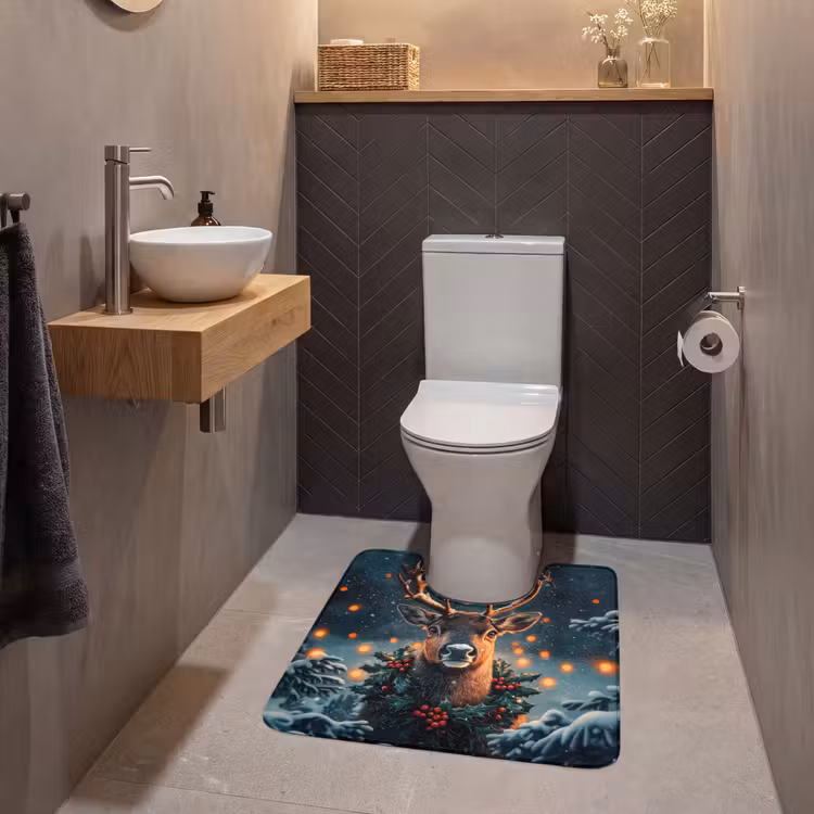 WC Mat - Hert - Kerst - Winter - Sneeuw - Kerstkrans — 2