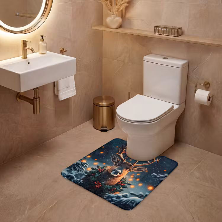 WC Mat - Hert - Kerst - Winter - Sneeuw - Kerstkrans — 3