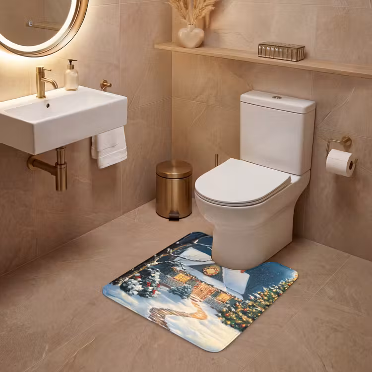 WC Mat - Kerst - Kerstboom - Winter - Huis - Sneeuw — 3