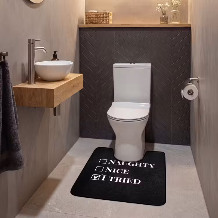 WC Mat - Kerst - Zwart - Wit - Quote - Grappig — 2