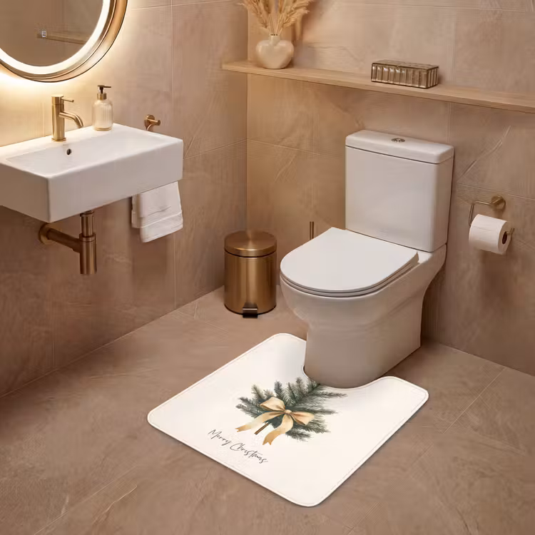 WC Mat - Kerstboom - Kerst - Merry Christmas - Beige — 3