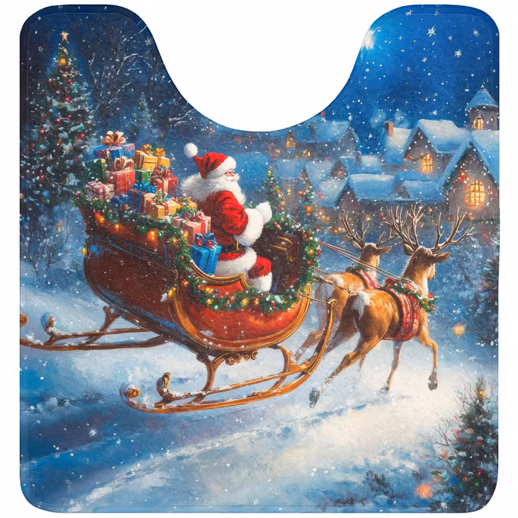 WC Mat - Kerstman - Rendier - Kerst - Sneeuw — 1