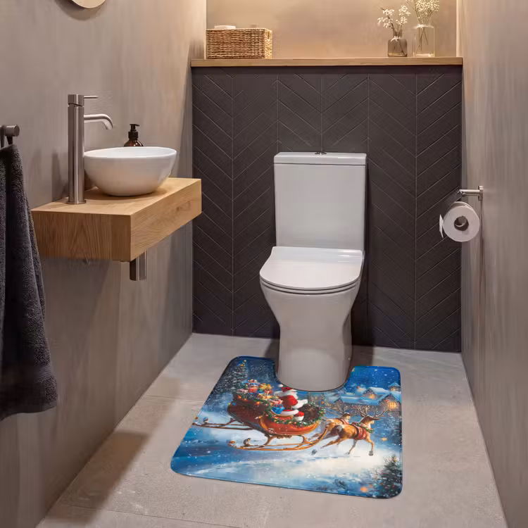 WC Mat - Kerstman - Rendier - Kerst - Sneeuw — 2