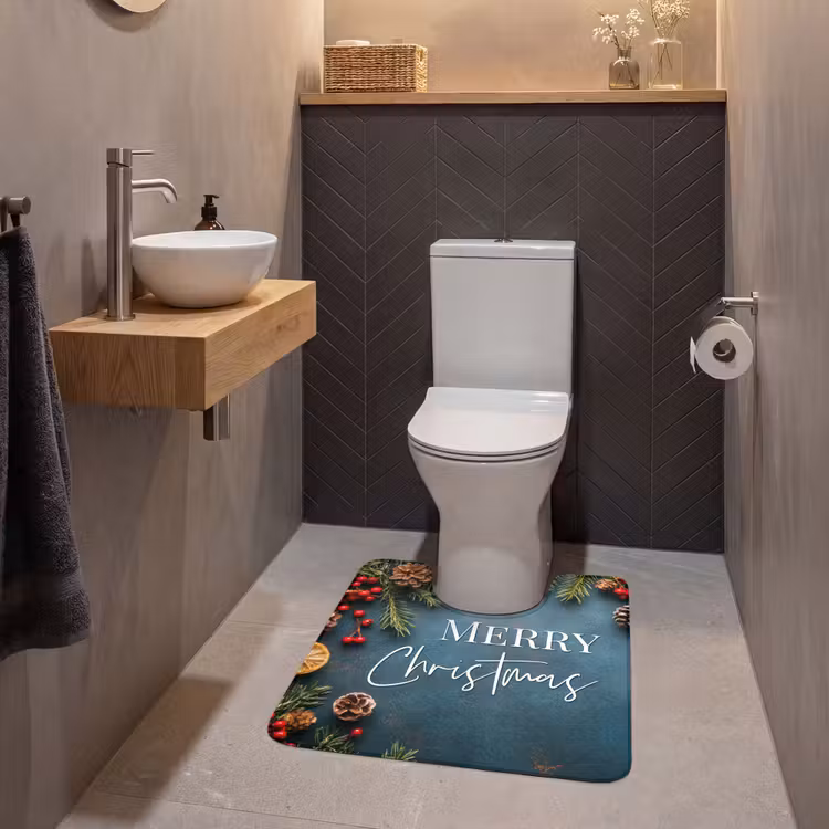 WC Mat - Merry Christmas - Blauw - Kerst - Winter — 2