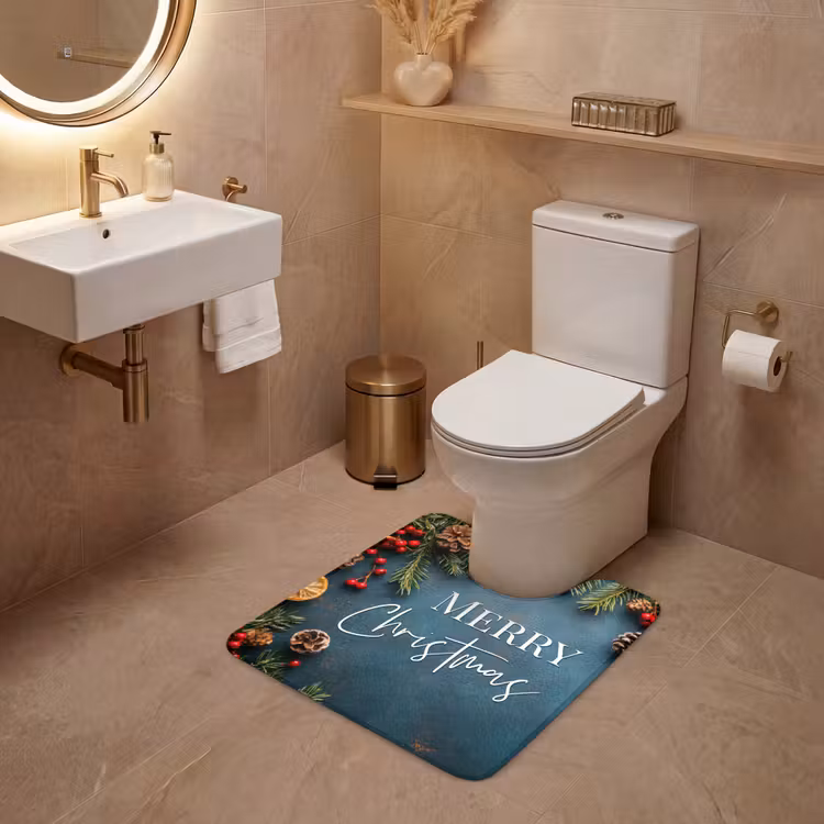 WC Mat - Merry Christmas - Blauw - Kerst - Winter — 3