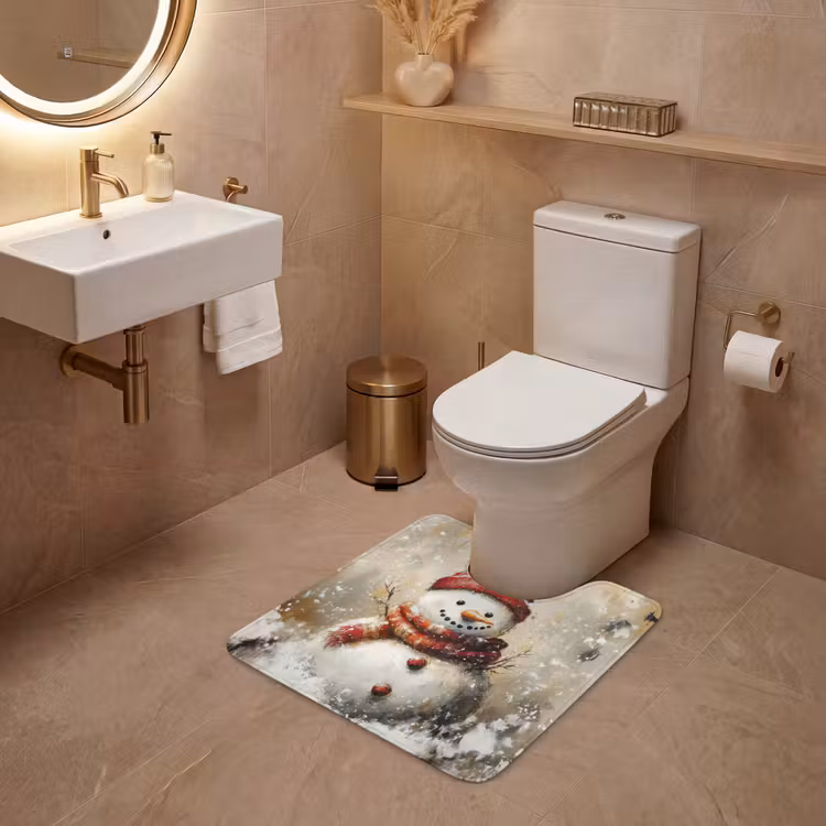 WC Mat - Sneeuwpop - Winter - Sneeuw - Beige — 3