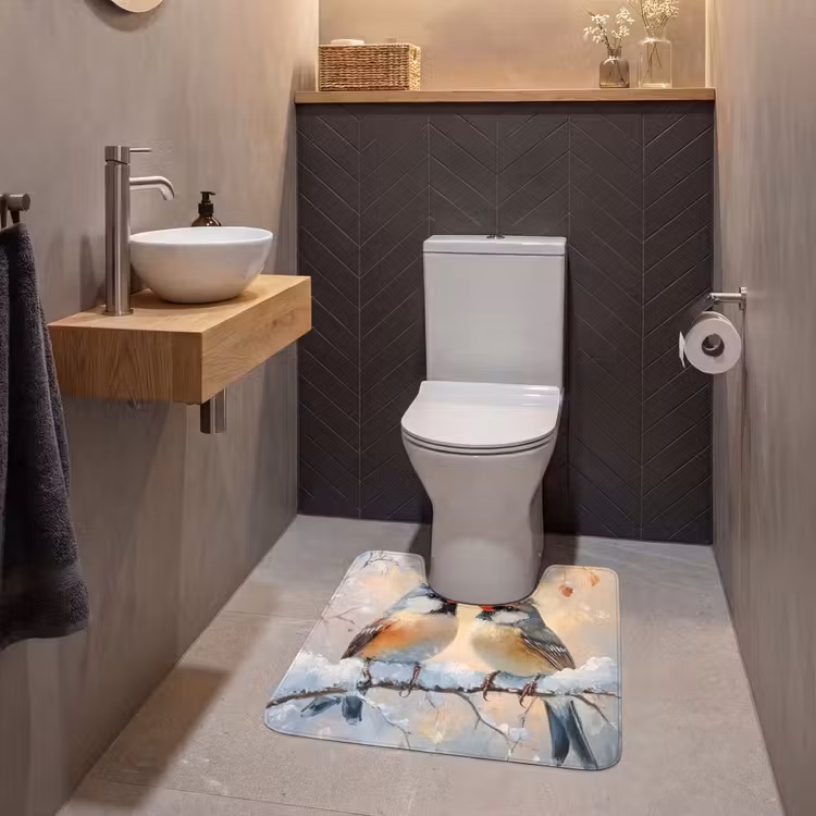 WC Mat - Vogels - Tak - Winter - Sneeuw — 2