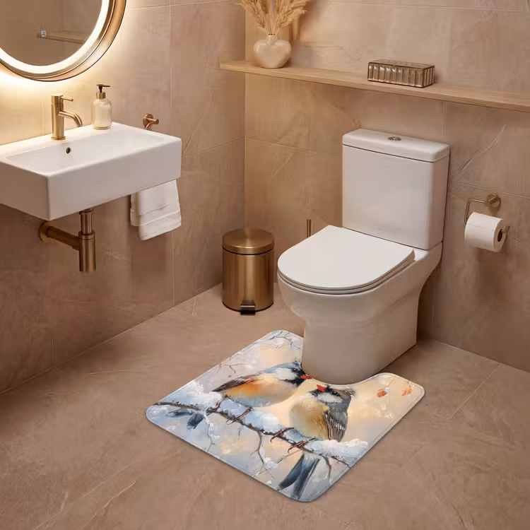WC Mat - Vogels - Tak - Winter - Sneeuw — 3