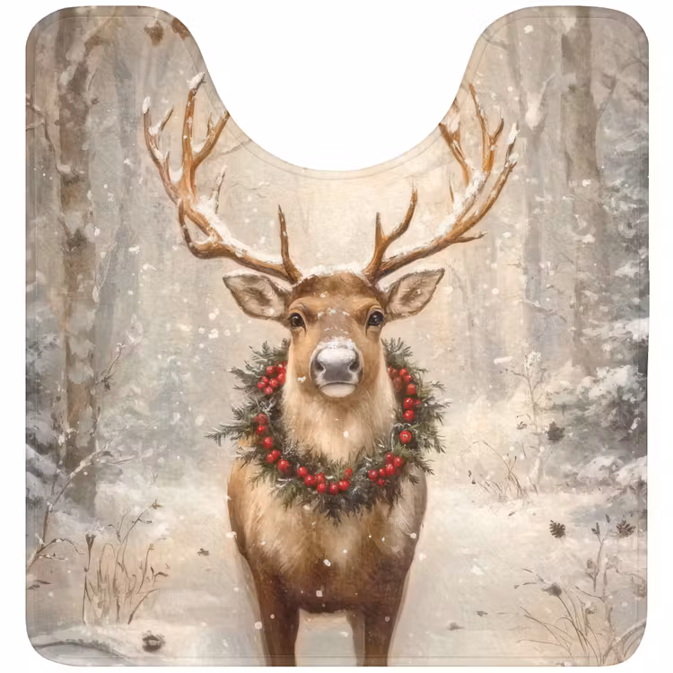 WC Mat - Kerst - Rendier - Winter - Krans — 1