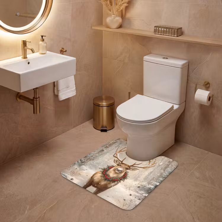 WC Mat - Kerst - Rendier - Winter - Krans — 3