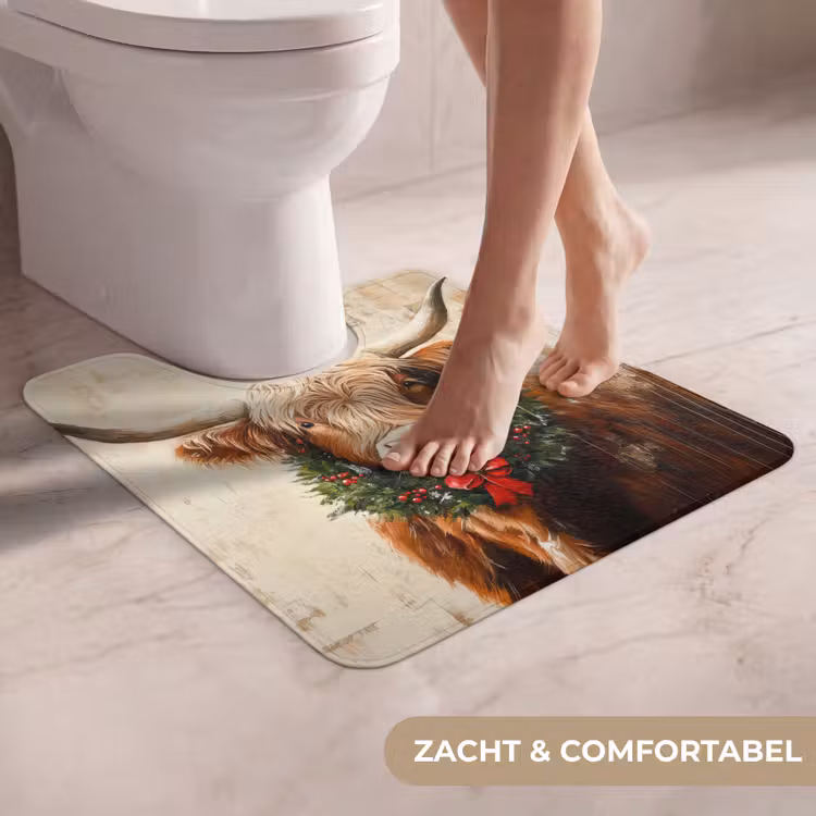 WC Mat - Kerst - Schotse Hooglander - Bruin - Krans — 5