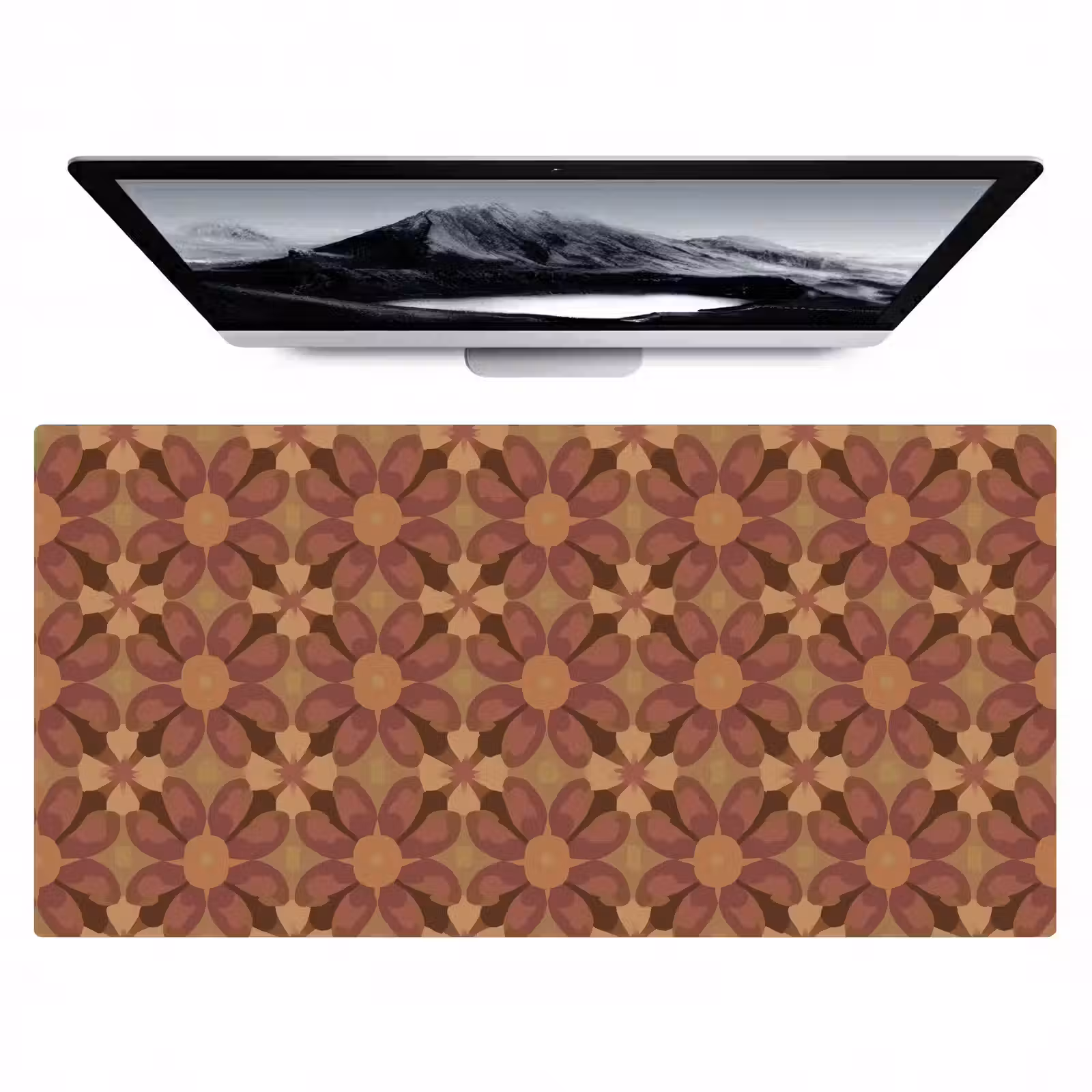 Bureau onderlegger - Retro - Bloemen - Bruin — 1