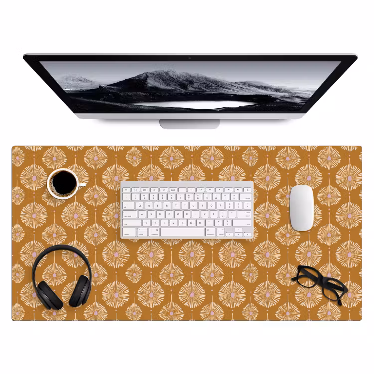Bureau onderlegger - Bloemen - Modern - Oker — 4