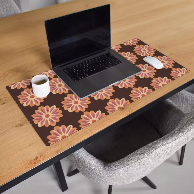Bureau onderlegger - Bloemen - Patroon - Bruin — 3
