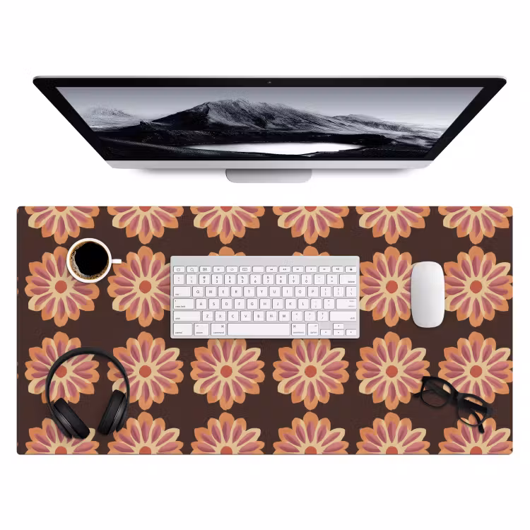 Bureau onderlegger - Bloemen - Patroon - Bruin — 4