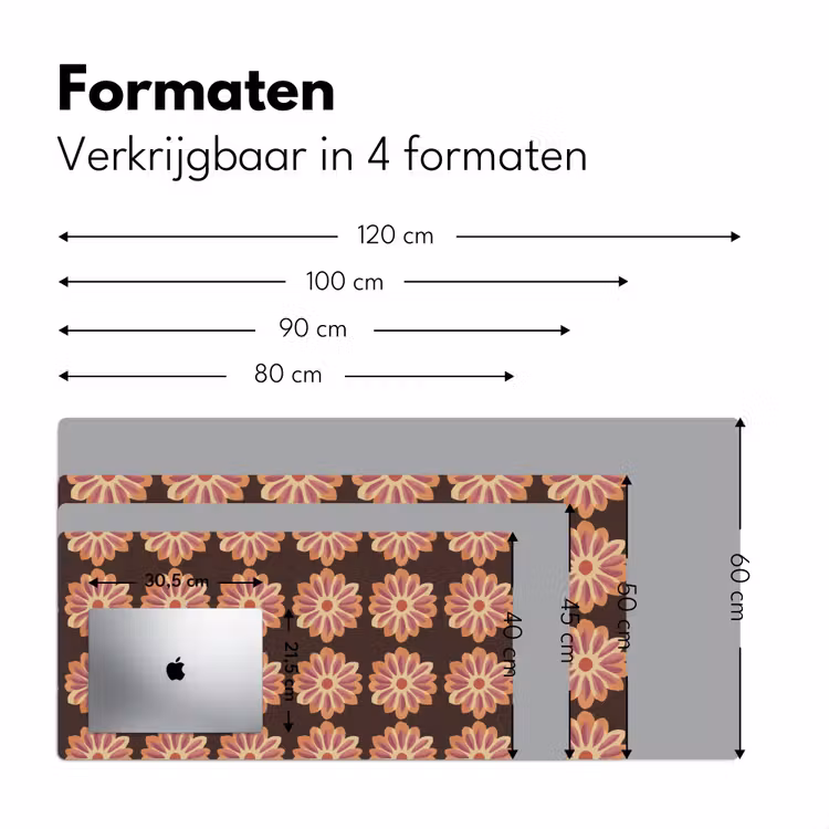 Bureau onderlegger - Bloemen - Patroon - Bruin — 8
