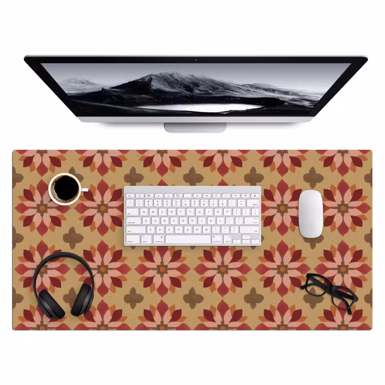 Bureau onderlegger - Bloemen - Retro - Groen — 4
